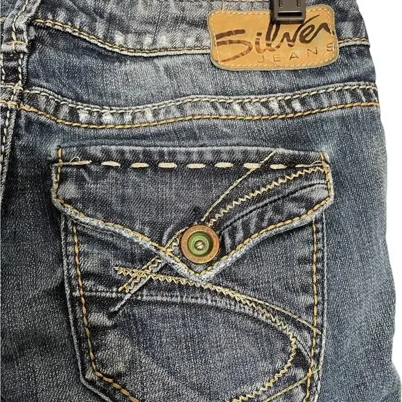 Silver Jeans Womens 27 Blue Denim Low Rise Boot Cut Surplus Western Medium Wash - Picture 6 of 15